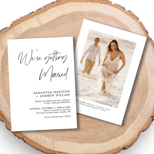 Convite de Casamento Branco Minimalista para qualq (Personalized Minimalist White Wedding Invitation for any Style)