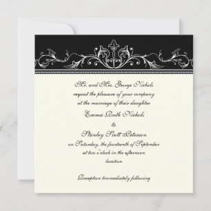 Convite de casamento branco negro na fronteira