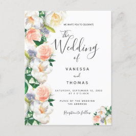 Convite de casamento branco para script de coral f