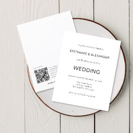 Convite de casamento branco preto de código QR sim