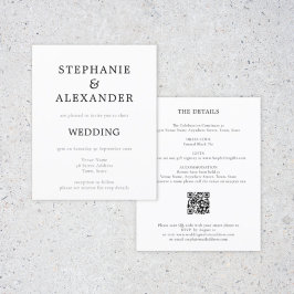 Convite de casamento branco preto de código QR sim