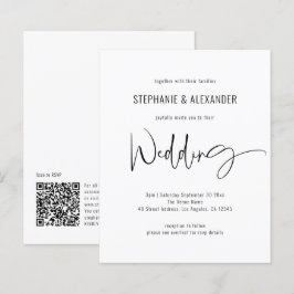 Convite de casamento Branco Preto do Código QR do