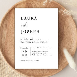 Convite de Casamento Branco Simples Moderno Minima
