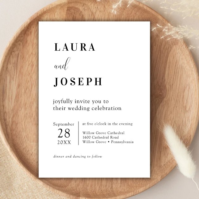 Convite de Casamento Branco Simples Moderno Minima (White simple modern minimalist wedding invitation sets a clean, timeless tone for your big day.)