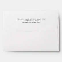 Convite de Casamento Branco Texto Endereço de Reto