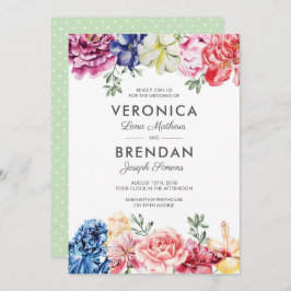 Convite de Casamento Bright Floral Watercolor