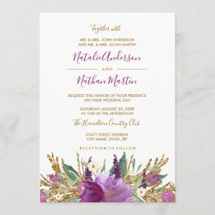 Convite de Casamento Brilhante com Ametista
