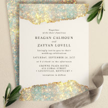 Convite de Casamento Brilho Holográfico Glam Moder