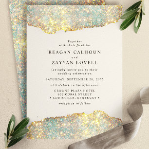 Convite de Casamento Brilho Holográfico Glam Moder
