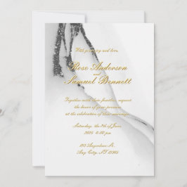 Convite de Casamento Brilho Preto Branco Tinta Álc