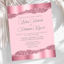 Convite de Casamento Brilho Rosa Glam Budget