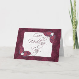 Convite De Casamento Brocade Brocade Vermelha 5X7