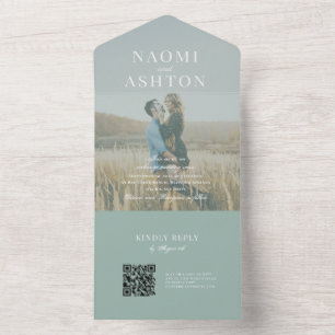Convite de Casamento Brushed Overlay Tudo em Um