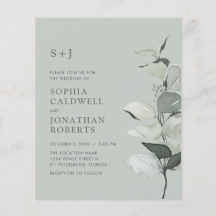 Convite de Casamento Budget All in One Sage Eucali