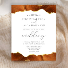 Convite de Casamento Budget Burnt Orange Ágata Dou