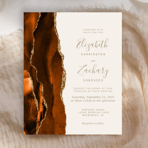 Convite de Casamento Budget Burnt Orange Ágata Mar