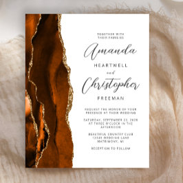 Convite de Casamento Budget Burnt Orange Gold Ágat
