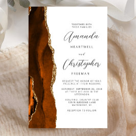 Convite de Casamento Budget Burnt Orange Gold Ágat