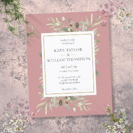 Convite de Casamento Budget Dusty Rose Greenery
