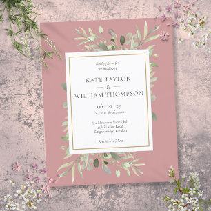 Convite de Casamento Budget Dusty Rose Greenery