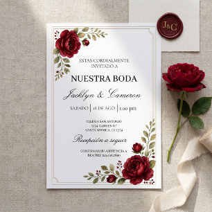 Convite de casamento Burgundy Bloom