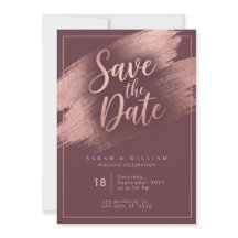 Convite de Casamento Burgundy com Pincelada em Ros
