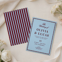 Convite de casamento burgundy e azul gelo old mone