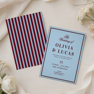 Convite de casamento burgundy e azul gelo old mone