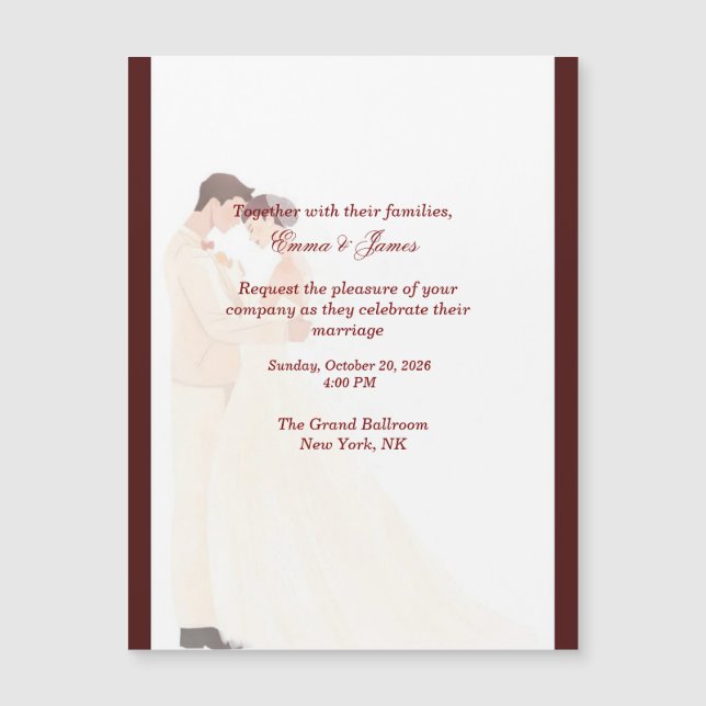 Convite de Casamento Burgundy Elegante (Frente)
