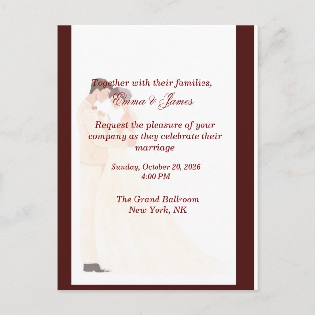 Convite de Casamento Burgundy Elegante (Frente)