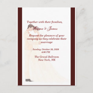 Convite de Casamento Burgundy Elegante