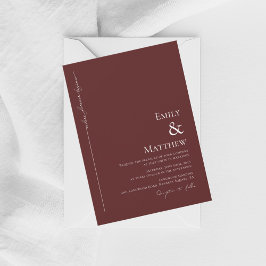 Convite de Casamento Burgundy Onde a Eternidade Co