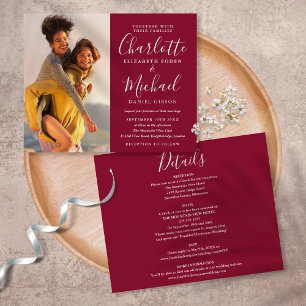Convite de Casamento Burgundy Orçamento Tudo Em Um