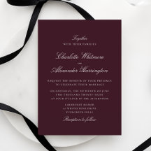 Convite de Casamento Burgundy Outono Inverno Elega
