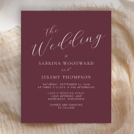 Convite de casamento Burgundy para Caligrafia Mode