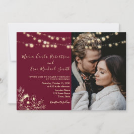 Convite de Casamento Burgundy Photo All-in-One