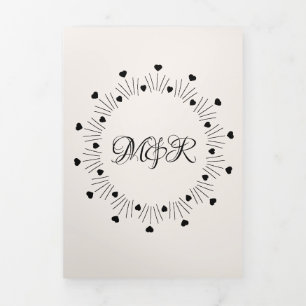 Convite de Casamento Burgundy Red Beige Corações e