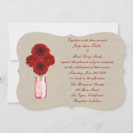 Convite De Casamento Burlap Rustic Red Mason Jar
