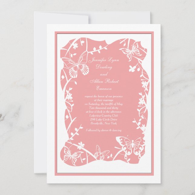 Convite de Casamento Butterfly Meadow (Frente)