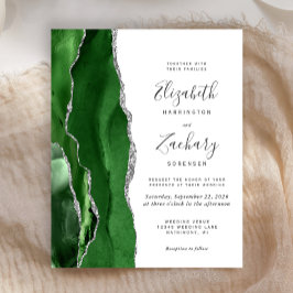 Convite de Casamento Caçador Verde Ágata Prata