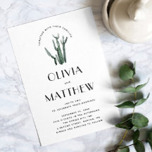 Convite de Casamento Cacto Desert Chic com Foto e 