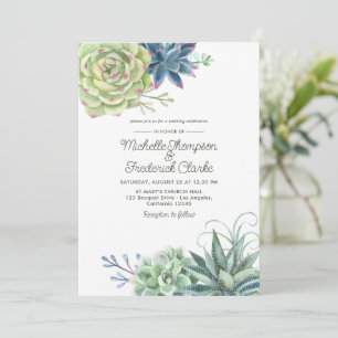 Convite de Casamento Cacto Suculentas Deserto Aqua