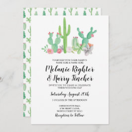 Convite de casamento Cactus Watercolor - Convite F