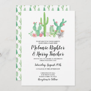 Convite de casamento Cactus Watercolor - Convite F