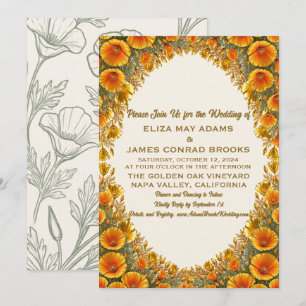Convite de Casamento California Poppy Gold 5x7