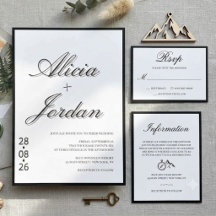 Convite de Casamento Caligrafia Chic Minimalista