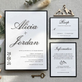 Convite de Casamento Caligrafia Chic Minimalista
