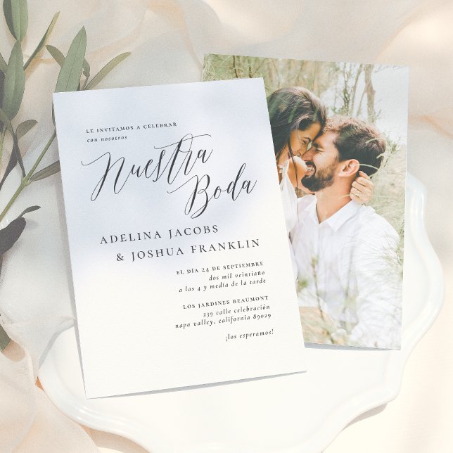 Convite de Casamento Caligrafia e Foto Convite de  (Criador carregado)