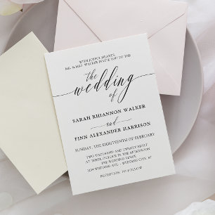 Convite de Casamento Caligrafia Preto e Branco