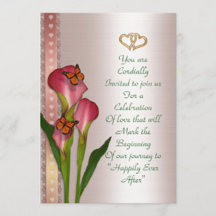 Convite de casamento calla-lírios em Pink Sin